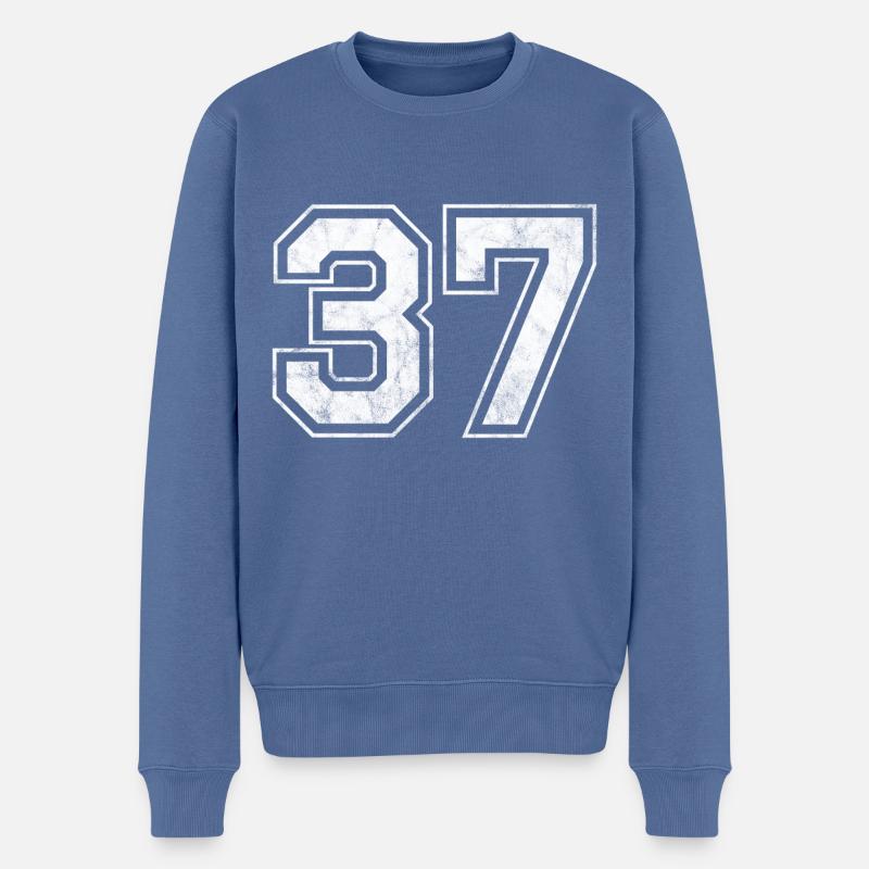 Anzahl 37 - Männer Premium Bio Pullover - Taubenblau