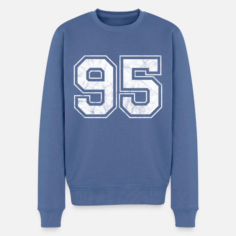 Anzahl 95 - Männer Premium Bio Pullover - Taubenblau