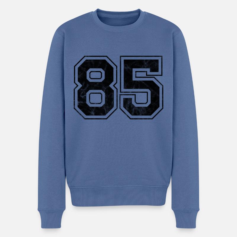 Anzahl 85 - Männer Premium Bio Pullover - Taubenblau