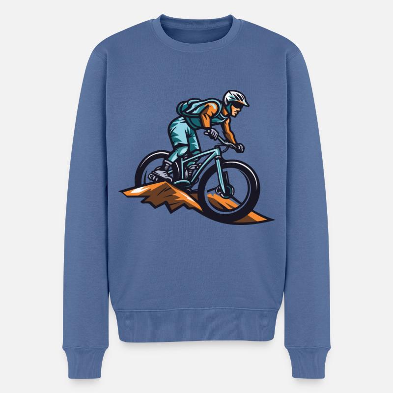 Mountainbiker Sport Mountainbike - Männer Premium Bio Pullover - Taubenblau