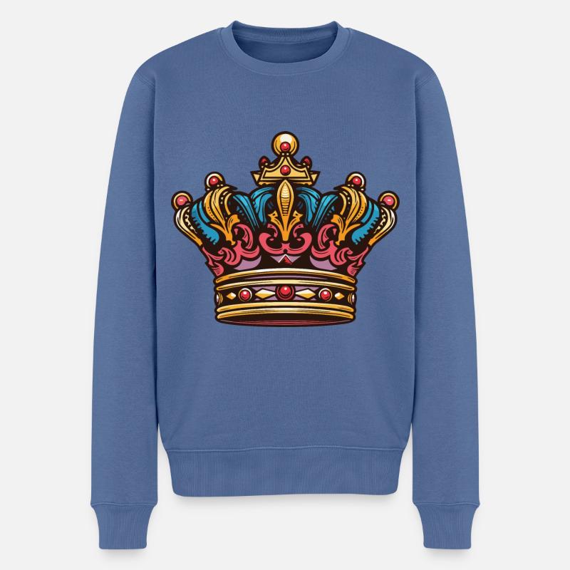 Krone Majestät Crown - Männer Premium Bio Pullover - Taubenblau