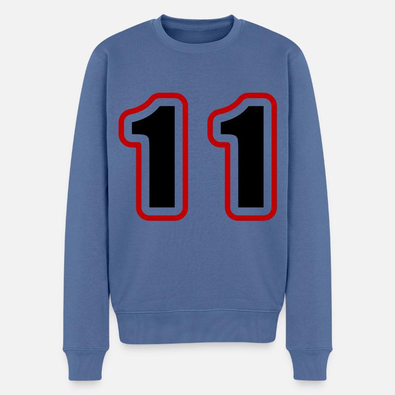 11 Zahl College - Männer Premium Bio Pullover - Taubenblau