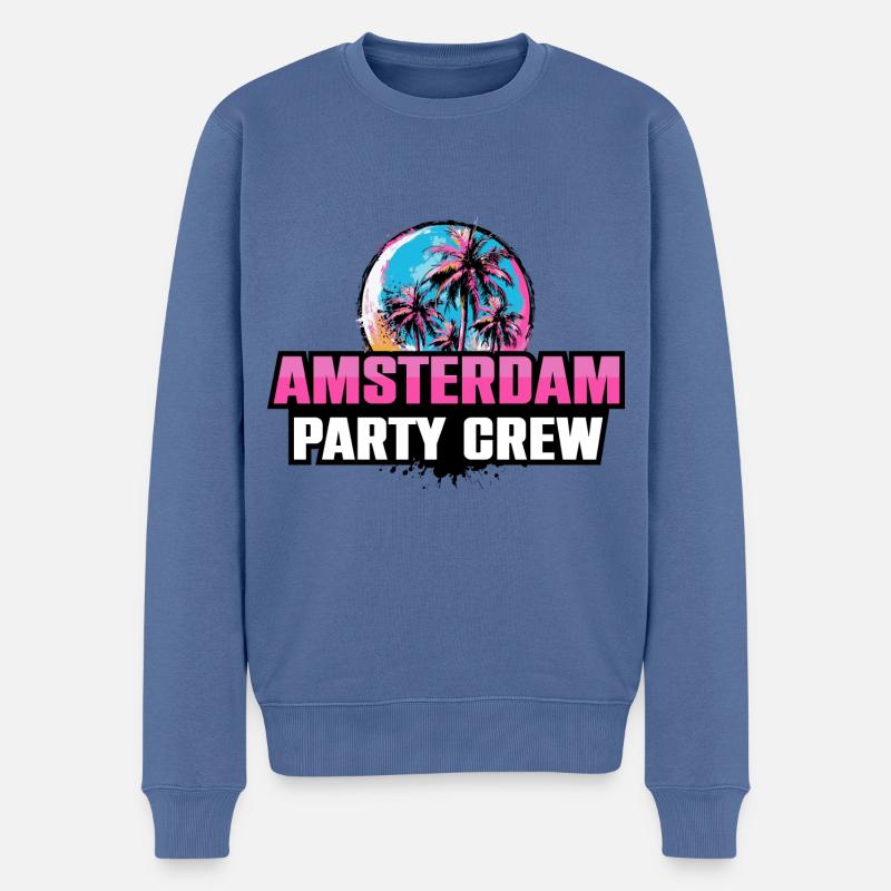 Amsterdam Party Crew Urlaub Spruch - Männer Premium Bio Pullover - Taubenblau