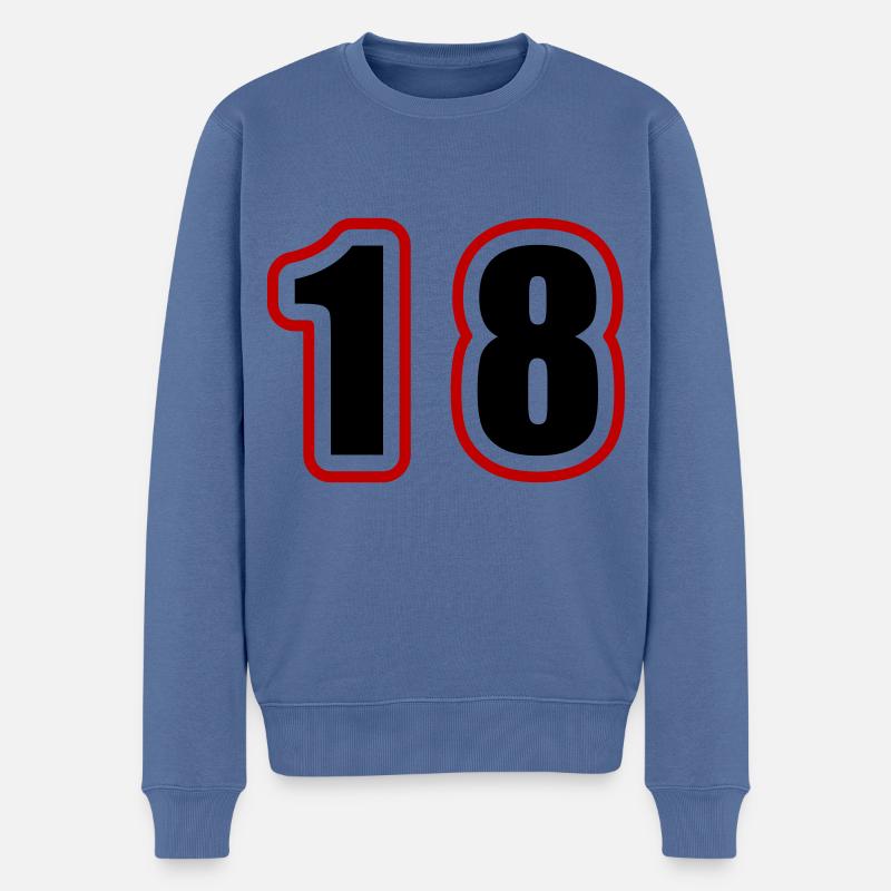 18 Zahl College - Männer Premium Bio Pullover - Taubenblau