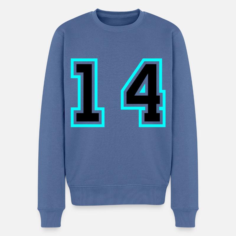 14 Zahl symbol - Männer Premium Bio Pullover - Taubenblau