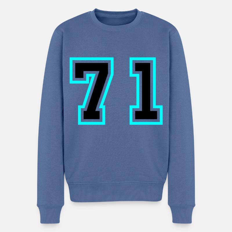 71 Symbole numérique - Pull Premium bio Homme - bleu pigeon