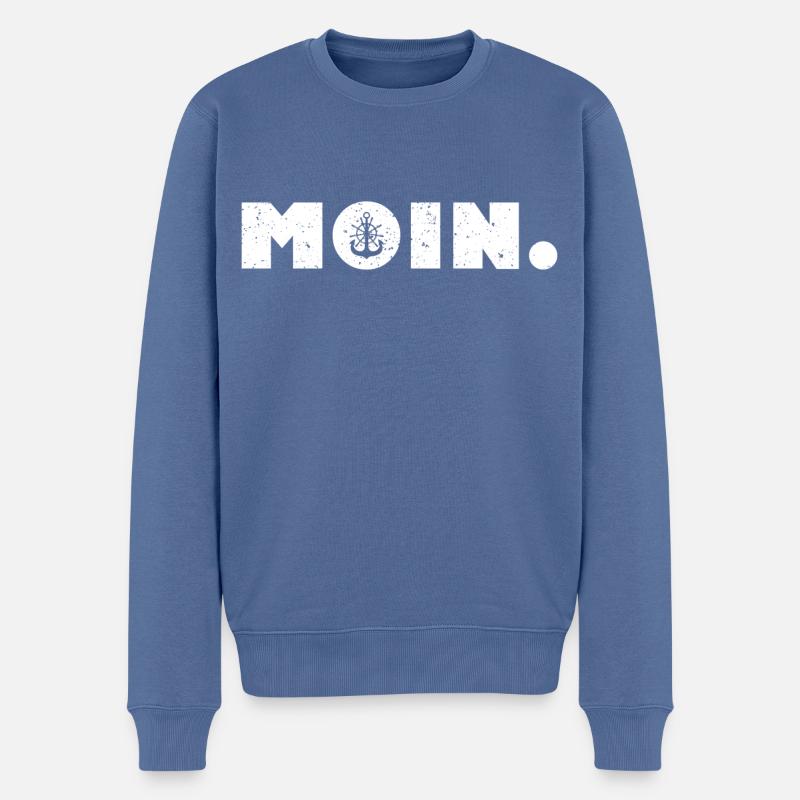 Moin. (Grunge-Edition) - Männer Premium Bio Pullover - Taubenblau