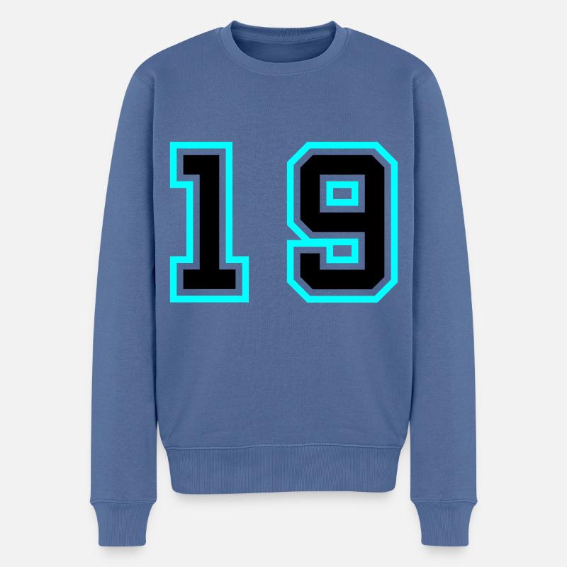 19 Symbole numérique - Pull Premium bio Homme - bleu pigeon