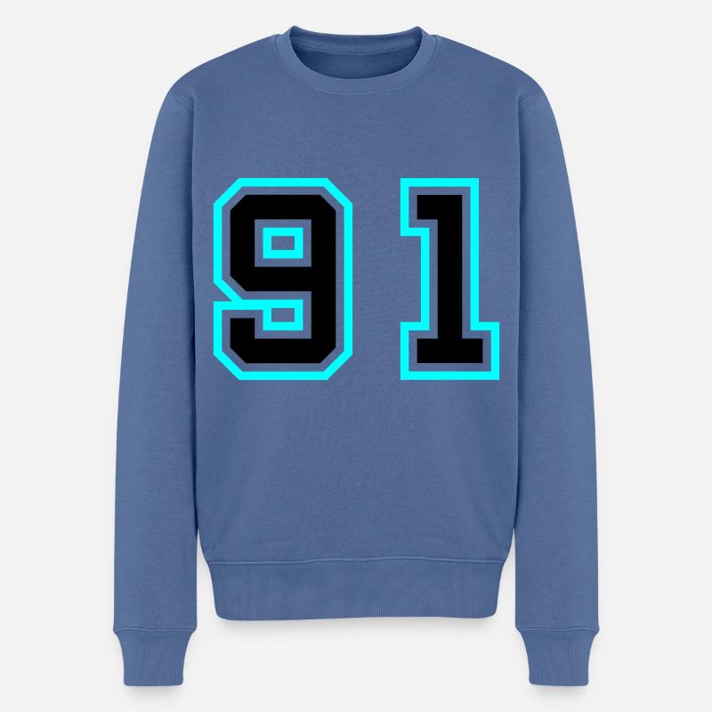 91 Zahl Symbol - Männer Premium Bio Pullover - Taubenblau