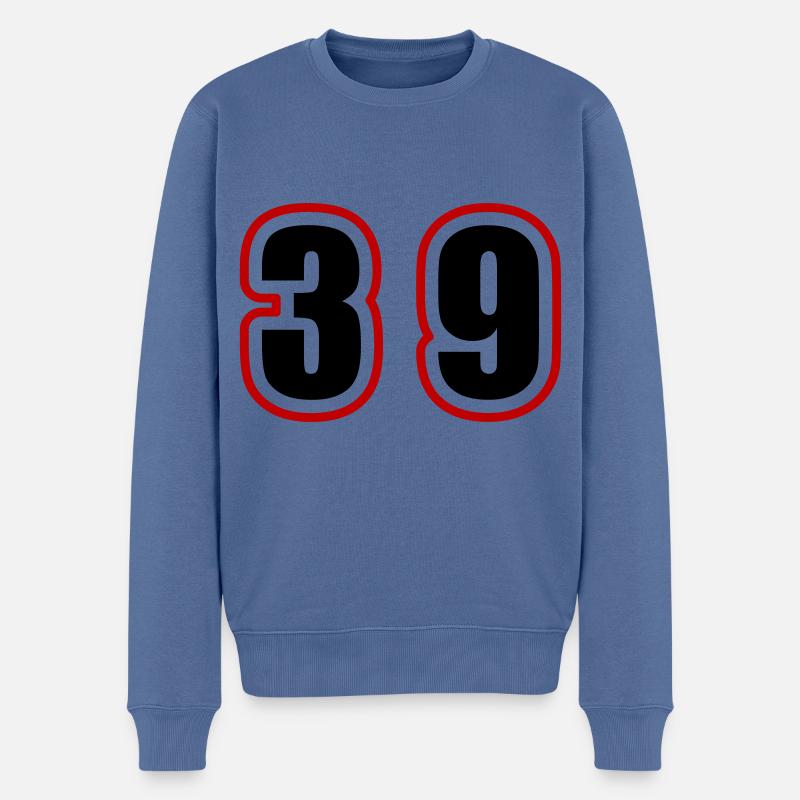 39 Zahl College - Männer Premium Bio Pullover - Taubenblau