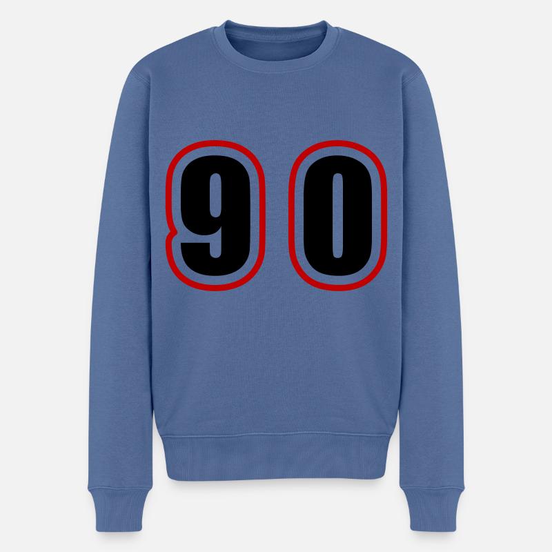 90 Zahl College - Männer Premium Bio Pullover - Taubenblau
