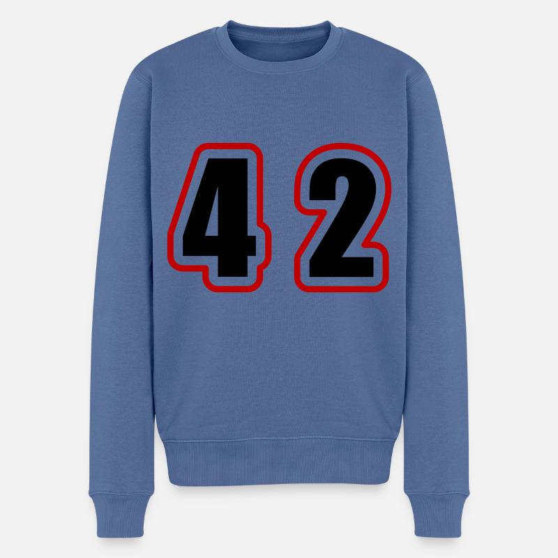 42 Zahl College - Männer Premium Bio Pullover - Taubenblau