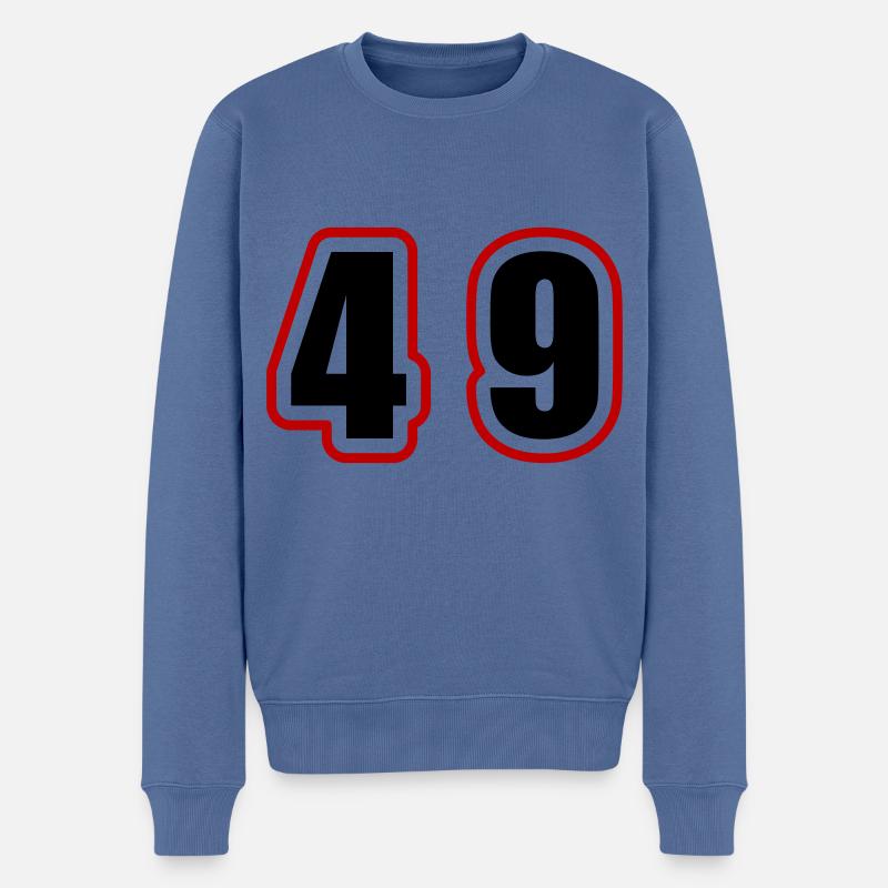 49 Zahl College - Männer Premium Bio Pullover - Taubenblau