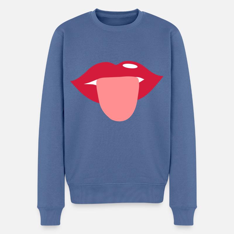 Zunge - Männer Premium Bio Pullover - Taubenblau