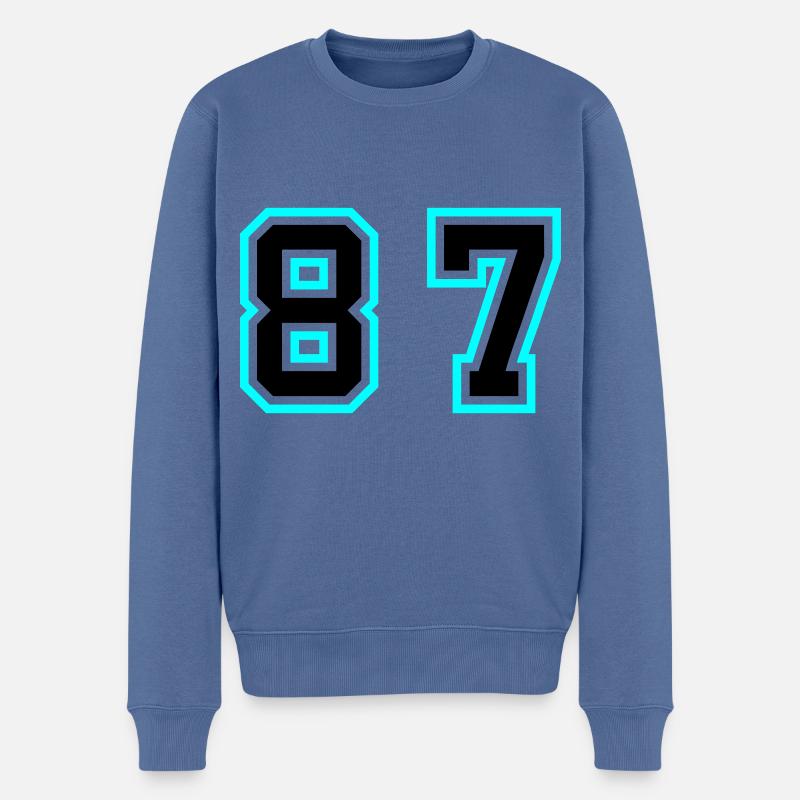 87 Zahl Symbol - Männer Premium Bio Pullover - Taubenblau