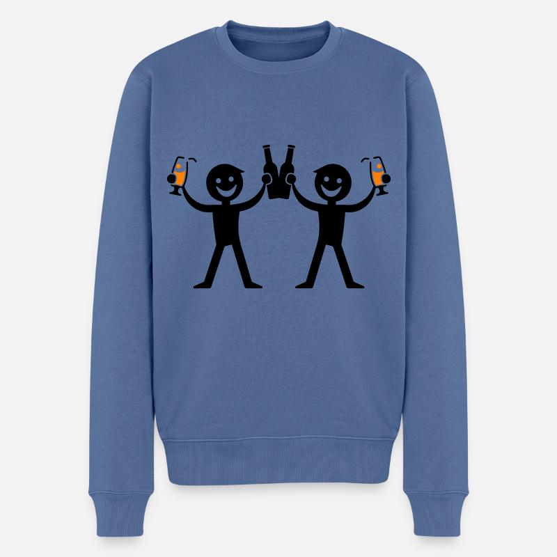 Trinken Flasche Bier - Männer Premium Bio Pullover - Taubenblau