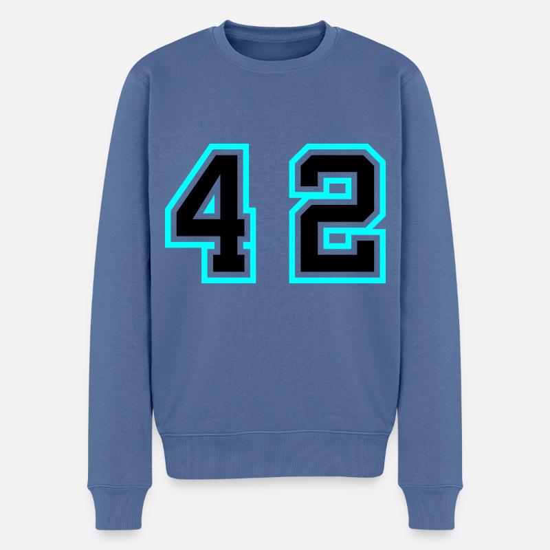 42 Symbole numérique - Pull Premium bio Homme - bleu pigeon