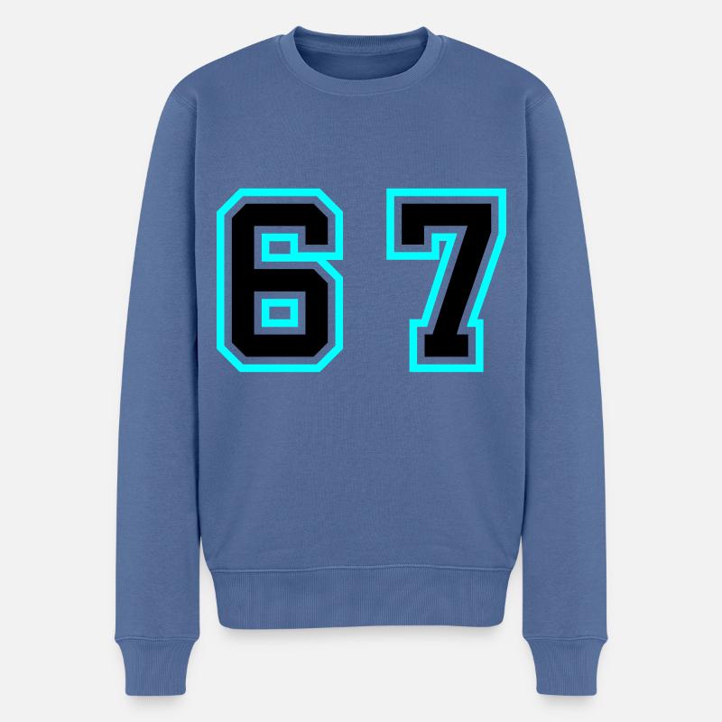 67 Zahl Symbol - Männer Premium Bio Pullover - Taubenblau