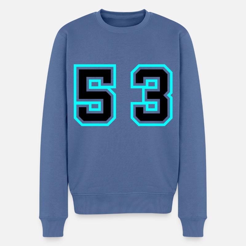 53 Symbole numérique - Pull Premium bio Homme - bleu pigeon