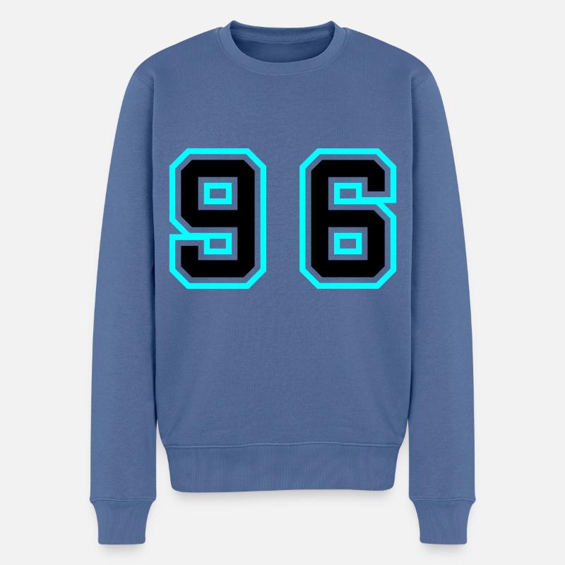 96 Symbole numérique - Pull Premium bio Homme - bleu pigeon