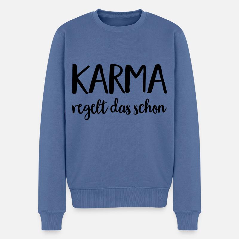 karma - Männer Premium Bio Pullover - Taubenblau