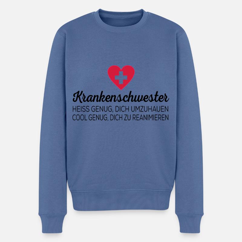 Krankenschwester - Männer Premium Bio Pullover - Taubenblau