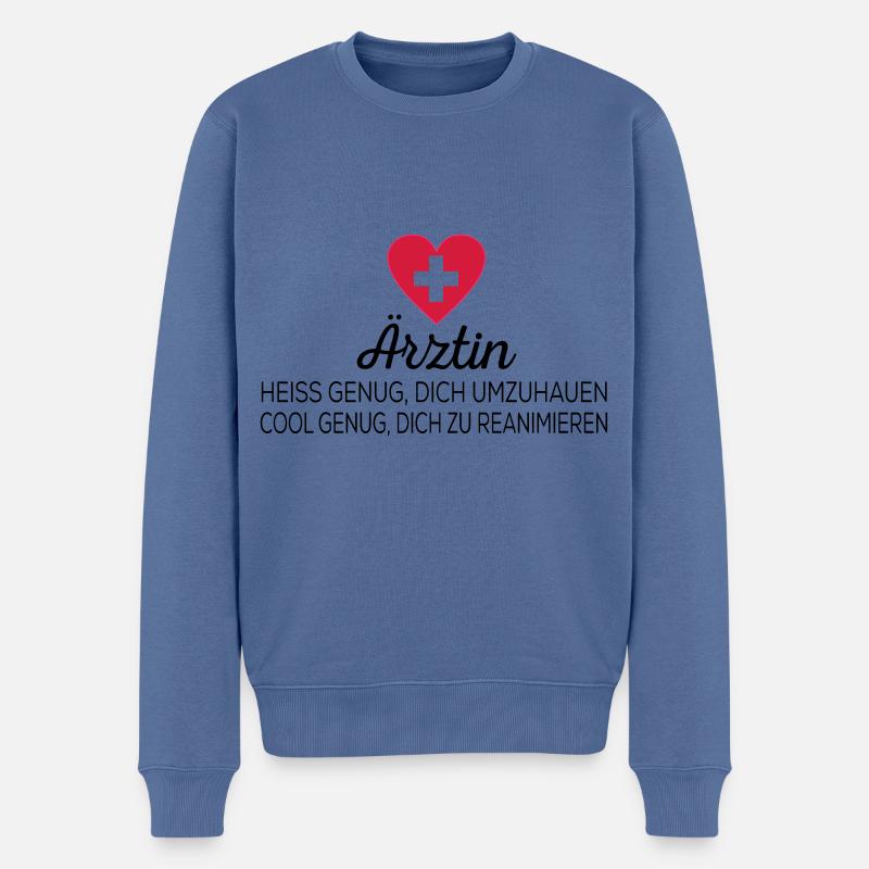Ärztin - Männer Premium Bio Pullover - Taubenblau