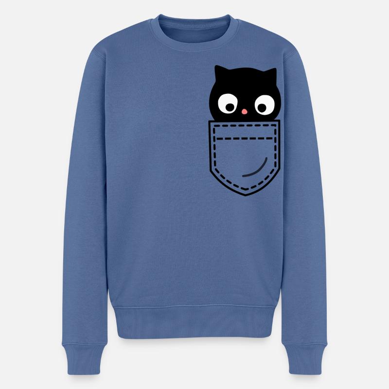 Chat Chats - Pull Premium bio Homme - bleu pigeon