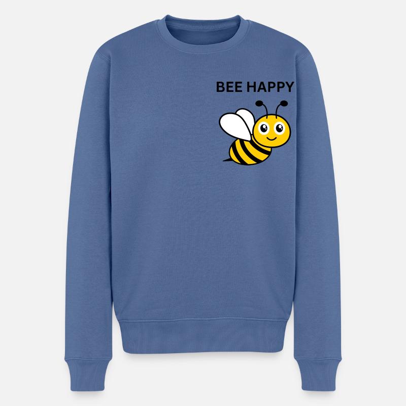 BEE HAPPY - Pull Premium bio Homme - bleu pigeon