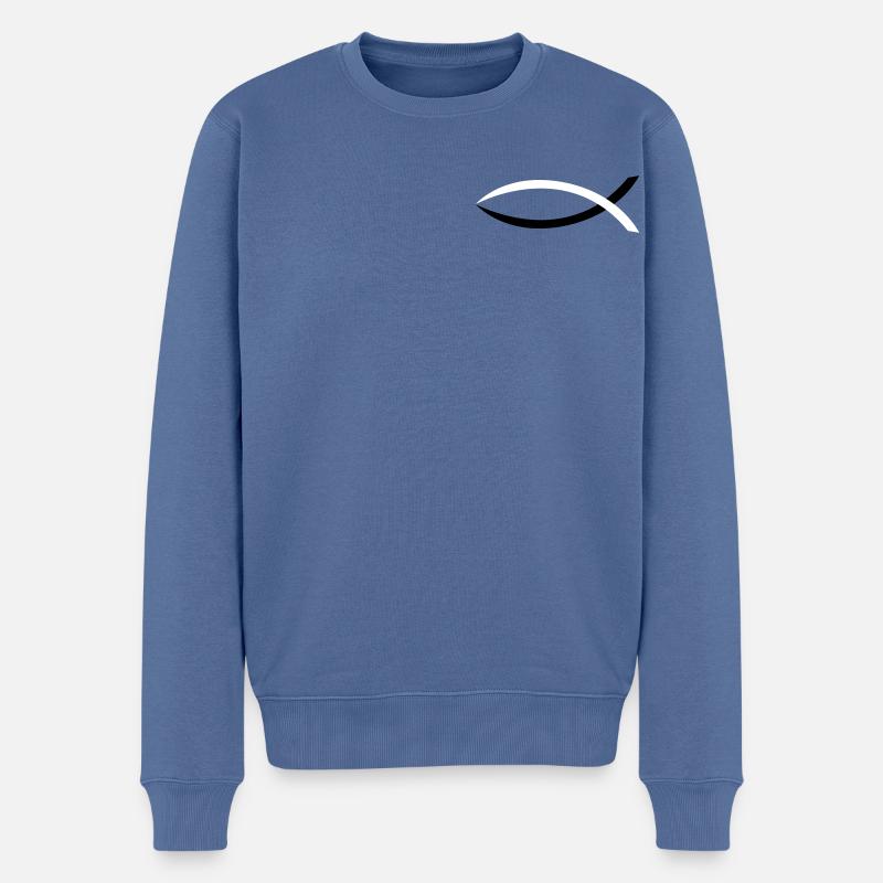 ichtus - Pull Premium bio Homme - bleu pigeon