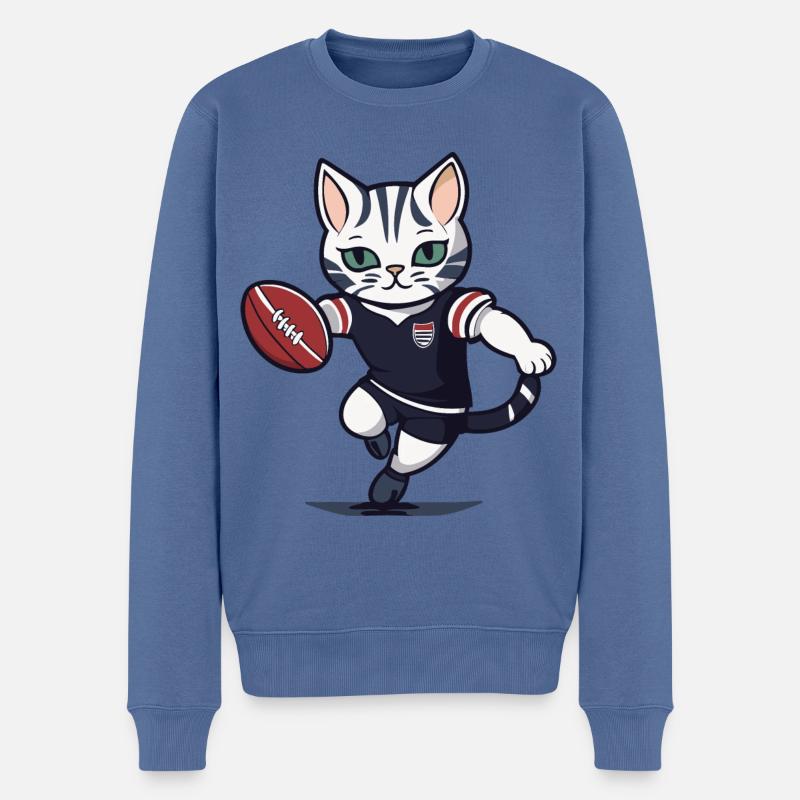 Katze - Männer Premium Bio Pullover - Taubenblau