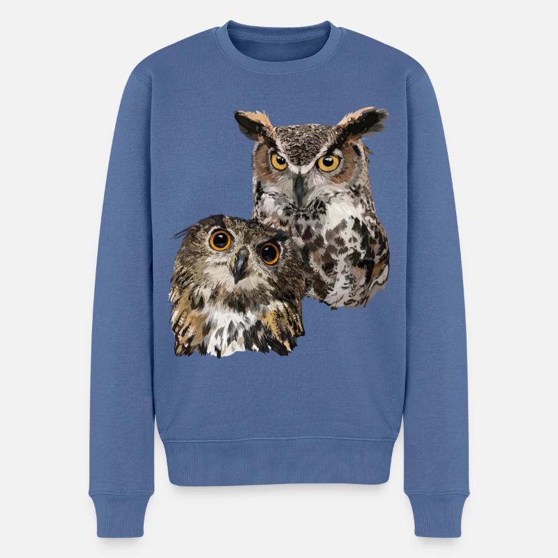 Eulen - Männer Premium Bio Pullover - Taubenblau