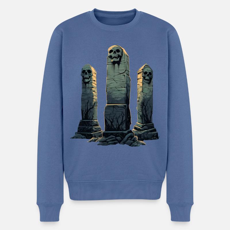 Grabsteine - Männer Premium Bio Pullover - Taubenblau