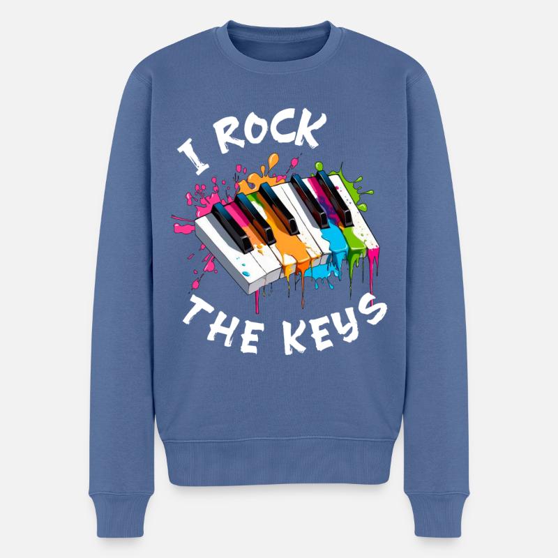 Musik Klavier "I rock the keys" Farbspritzer - Männer Premium Bio Pullover - Taubenblau