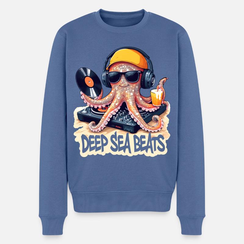 Deep Sea Beats – DJ Oktopus 🐙 - Männer Premium Bio Pullover - Taubenblau