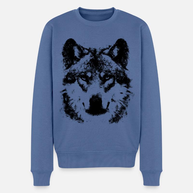 Wolf - Männer Premium Bio Pullover - Taubenblau