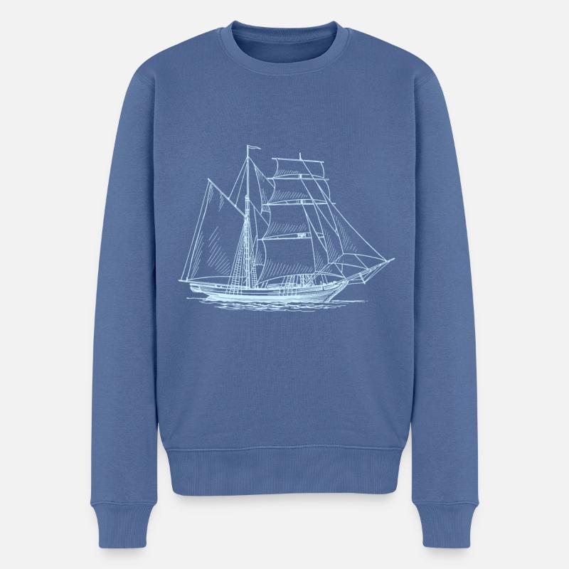 Dessin de bateau bleu clair - Pull Premium bio Homme - bleu pigeon