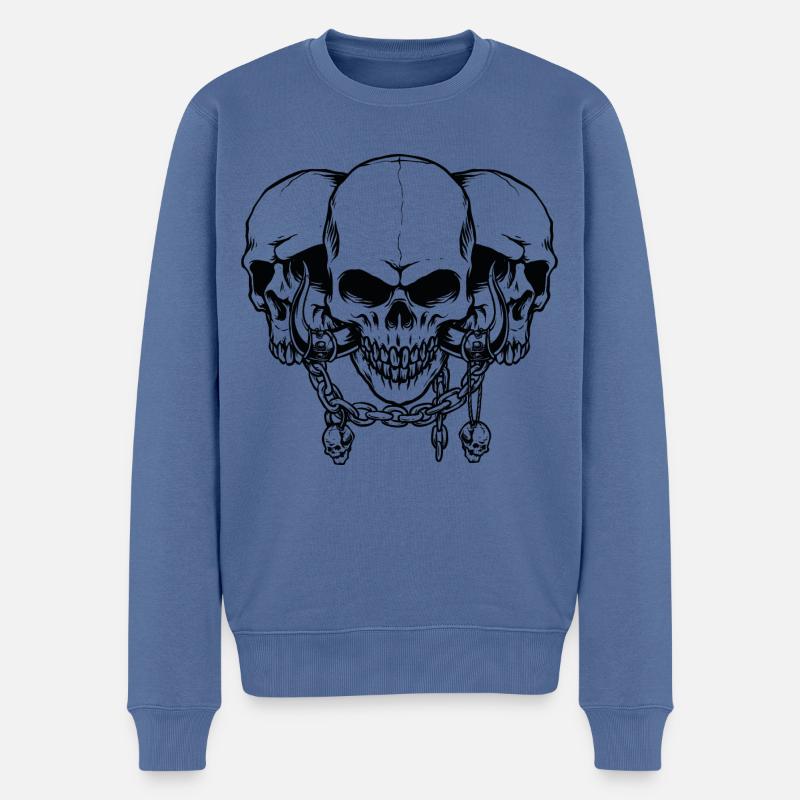 Tête de mort, têtes de mort Avec chaînes - Pull Premium bio Homme - bleu pigeon