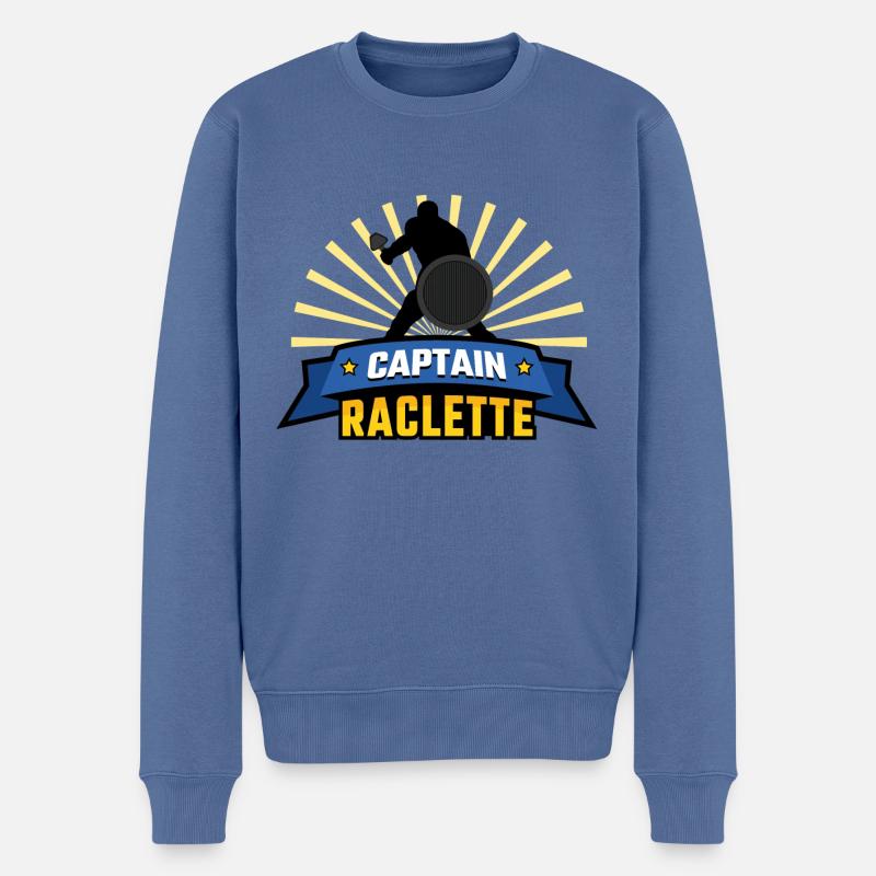 Kapitän Raclette - Männer Premium Bio Pullover - Taubenblau