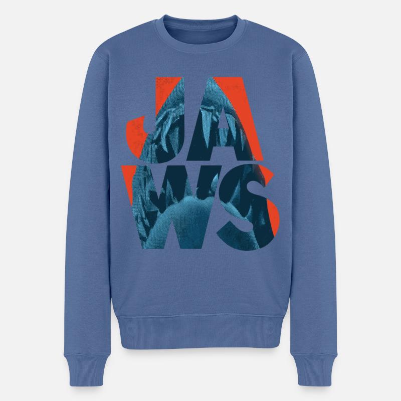 Der Weiße Hai Jaws Logo Mit Haigebiss - Männer Premium Bio Pullover - Taubenblau