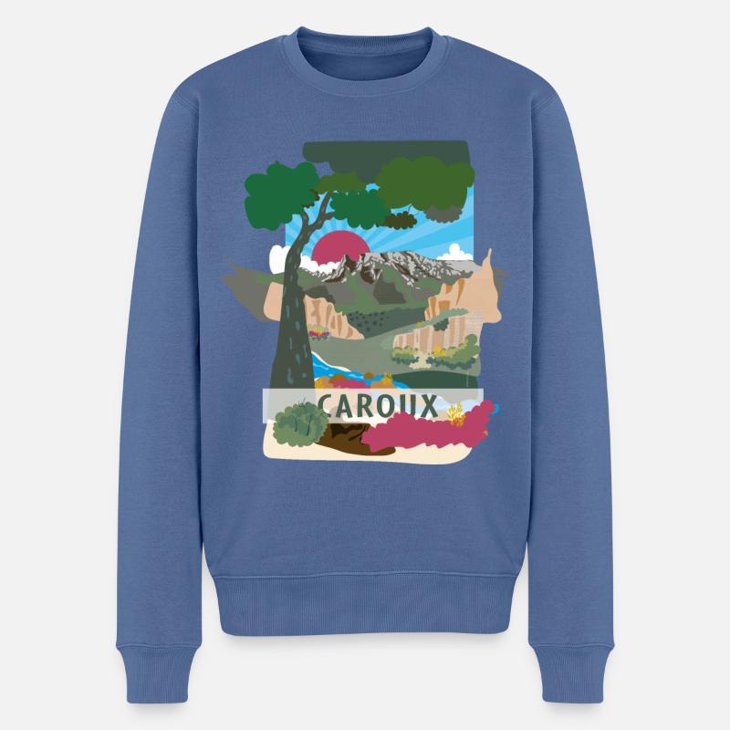 Terragrafika Caroux - textile et goodies - Pull Premium bio Homme - bleu pigeon