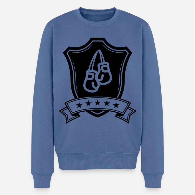 Boxen Boxhandschuhe schild - Männer Premium Bio Pullover - Taubenblau