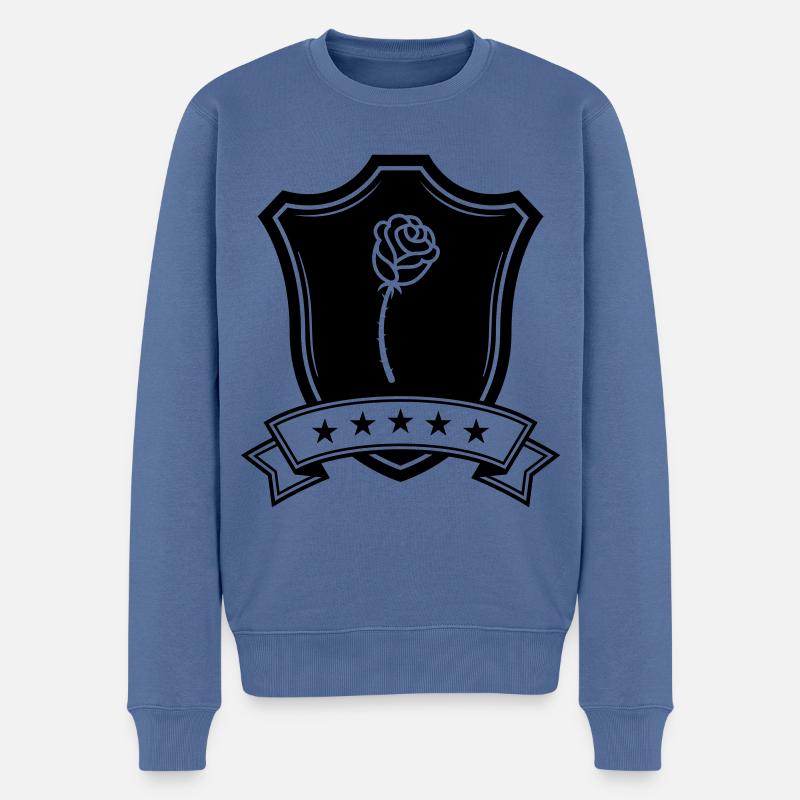 Rose Schild - Männer Premium Bio Pullover - Taubenblau