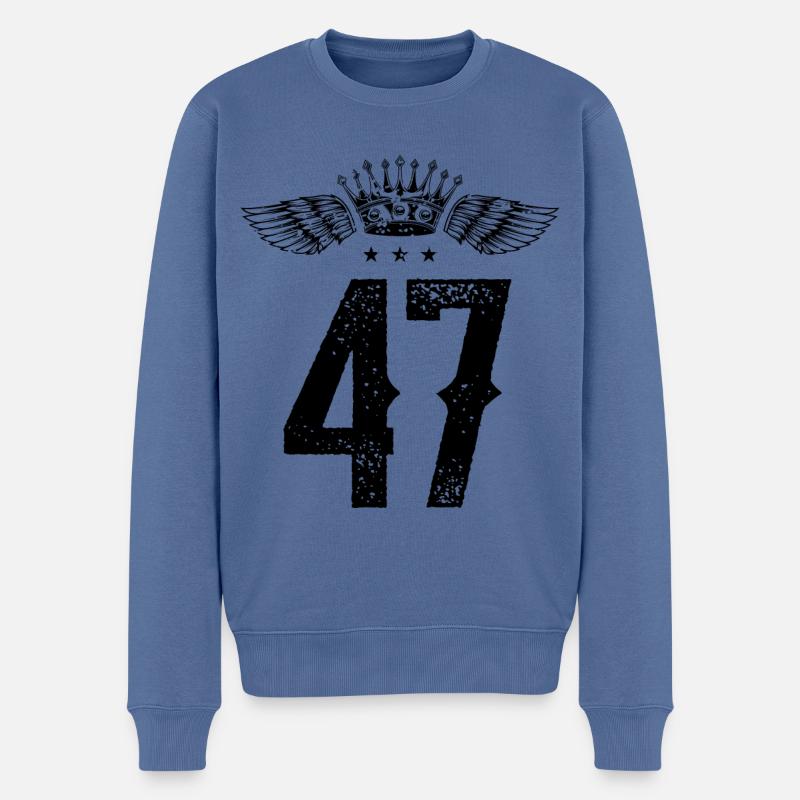 47 Zahl Krone - Männer Premium Bio Pullover - Taubenblau