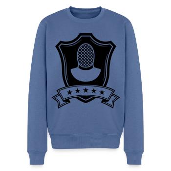 Fencing Mask Coat of Arms - Men's Premium Organic Jumper - stone blue - Front - Nico (187cm)