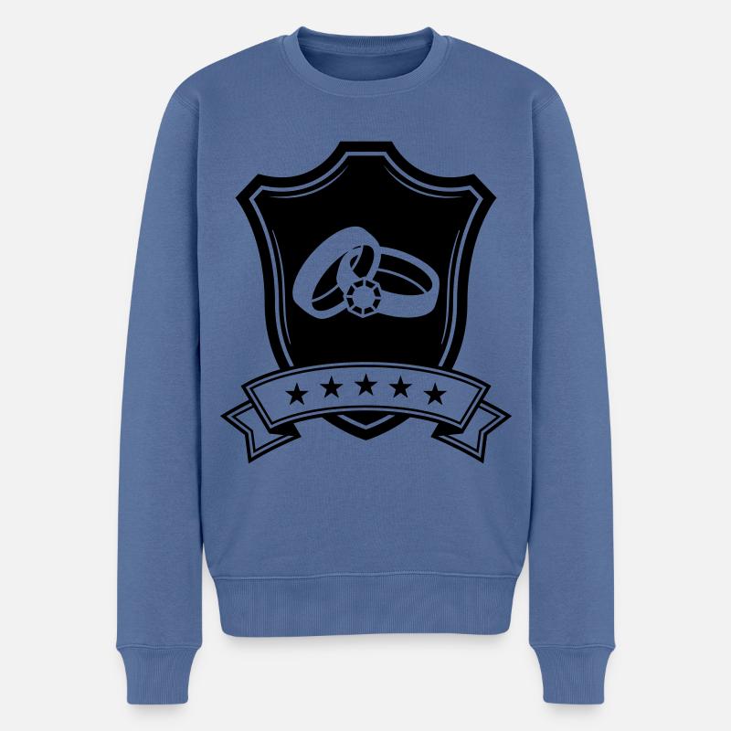 Eheringe Hochzeit Wappen - Männer Premium Bio Pullover - Taubenblau