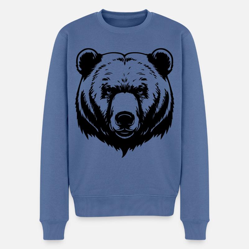 Bär Grizzly Kopf - Männer Premium Bio Pullover - Taubenblau