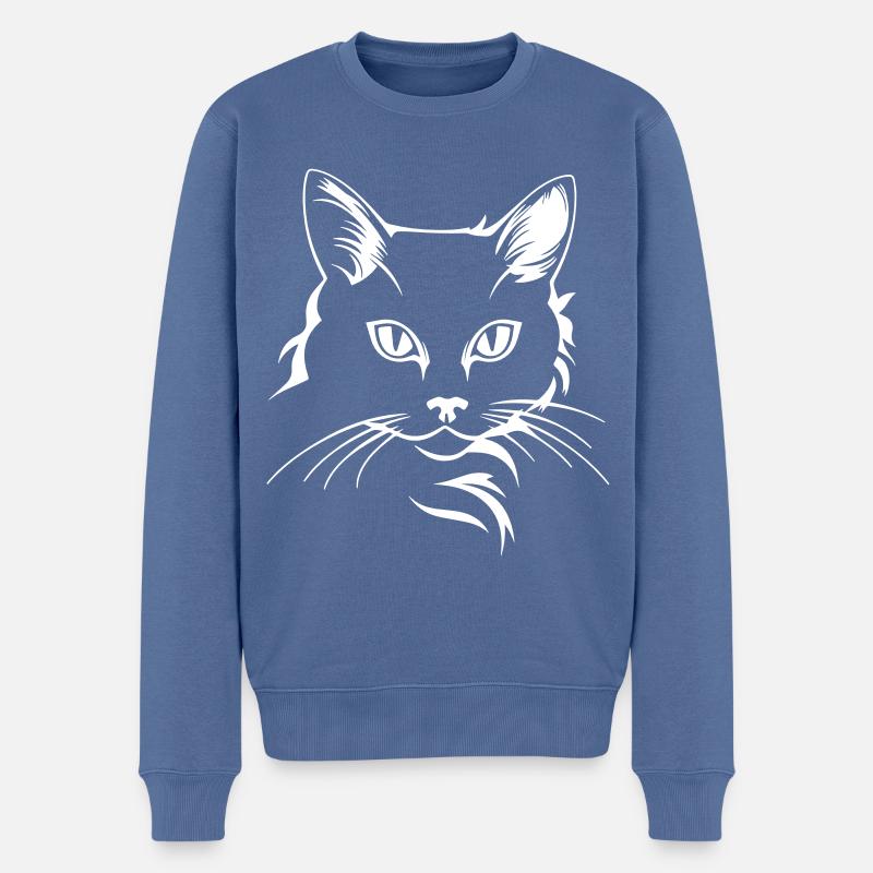 Chat - Pull Premium bio Homme - bleu pigeon