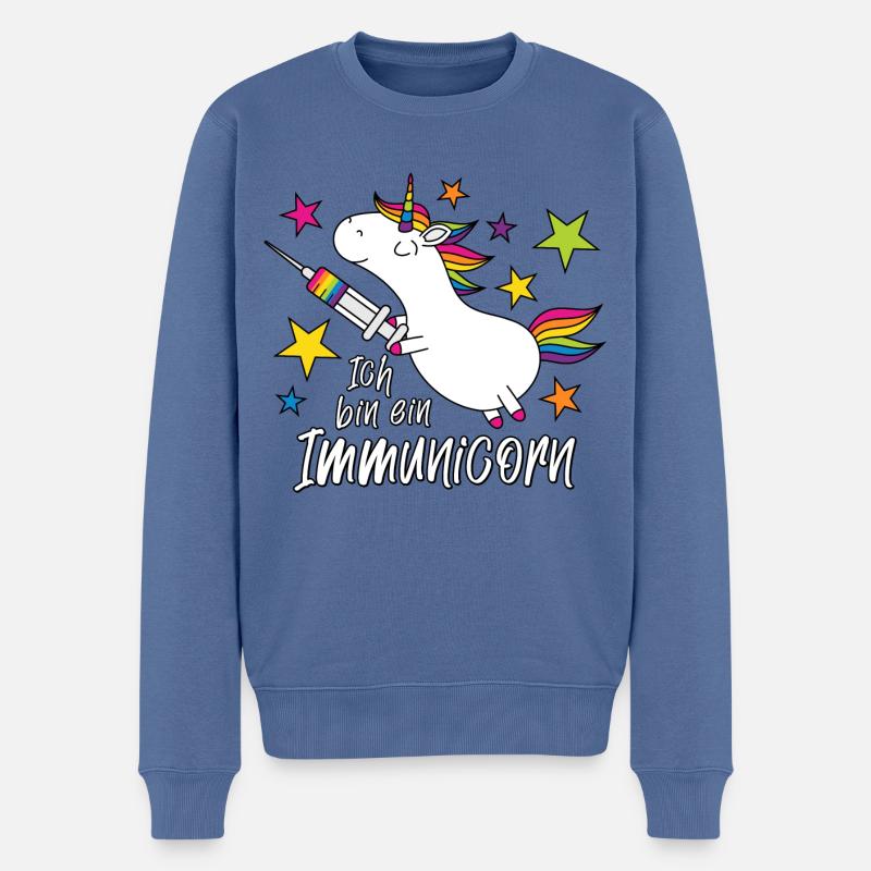 Geimpft Einhorn Ich bin ein Immunicorn - Männer Premium Bio Pullover - Taubenblau