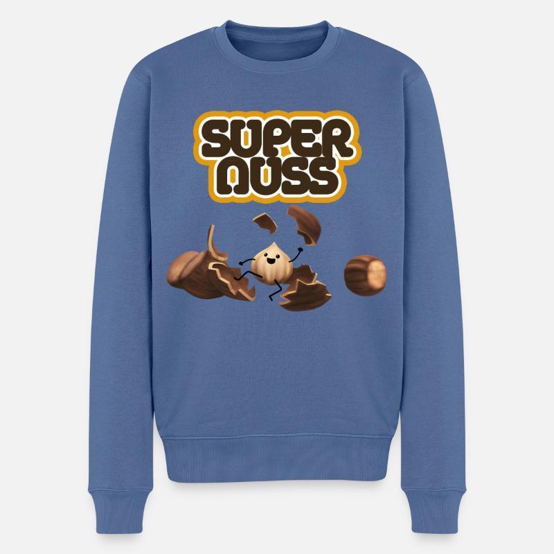 heldenhafte Nuss befreit sich aus Schale - Männer Premium Bio Pullover - Taubenblau